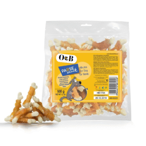 חטיף לכלב 500 גר' עצמות קלציום עם עוף O&B
