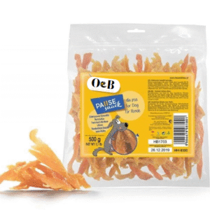 חטיף לכלב 500 גר' רצועות נתחי עוף O&B