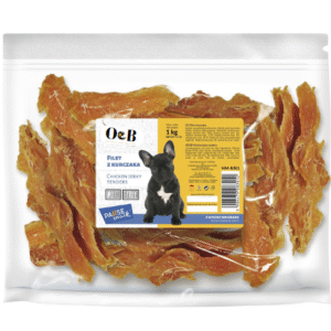 חטיף לכלב 1 ק"ג פילה עוף מיובש O&B
