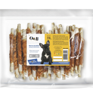 חטיף לכלב 1 ק"ג מקלות עור עם עוף O&B