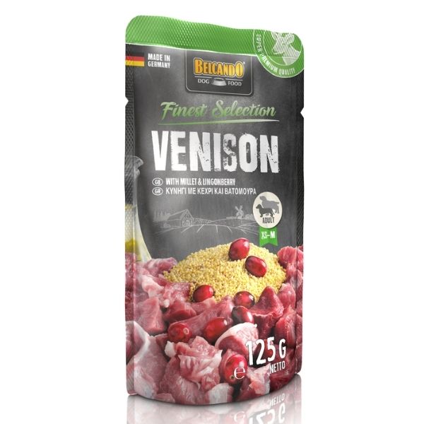 בלקנדו לכלב מחית מזון מלא בפאוץ' צבי 125גרם