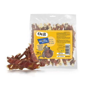 חטיף לכלב 500 גר' מקלות דג עם ברווז רך O&B