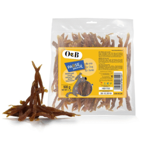 חטיף לכלב 500 גר' רצועות ברווז רכות O&B