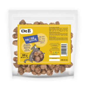 חטיף לכלב 500 גר' עצמות עוף קלועות 6-7 ס"מ O&B