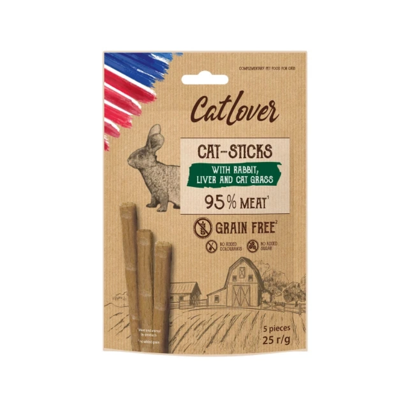 CatLover Cat-Sticks חטיפי מקלות עם ארנבת כבד ועשב לחתולים