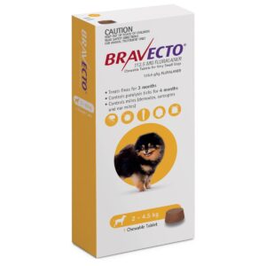 ברבקטו 2-4.5 ק"ג למניעת פרעושים וקרציות Bravecto