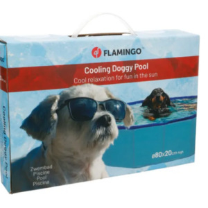 בריכת שחייה מתקפלת לכלבים 80*20 ס"מ– Flamingo Swimming Pool Splatter Round Blue 
